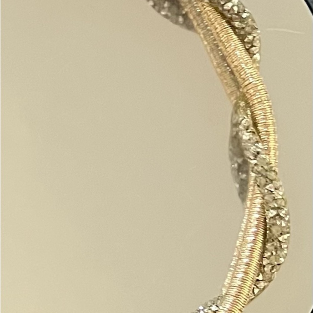NECKLACE NORDSTROM Gold & Silver Twisted 18” Rope Choker Magnetic Closure - Picture 7 of 8